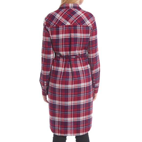 🔥 Flannel Plaid Shirt Dress Red Medium Large XXL - Picture 3 of 3